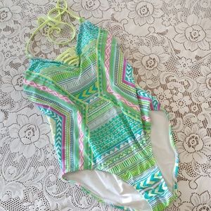Highlighter one piece strappy swim suit